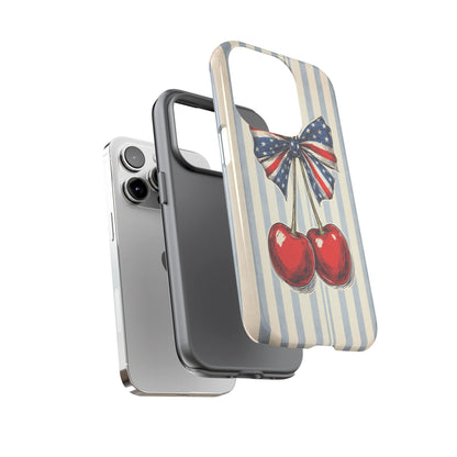 Patriotic Cherry Phone Case Americana Coquette Aesthetic iPhone Samsung