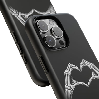 Skeleton Hands Heart Phone Case | Gothic Black Protective Cover