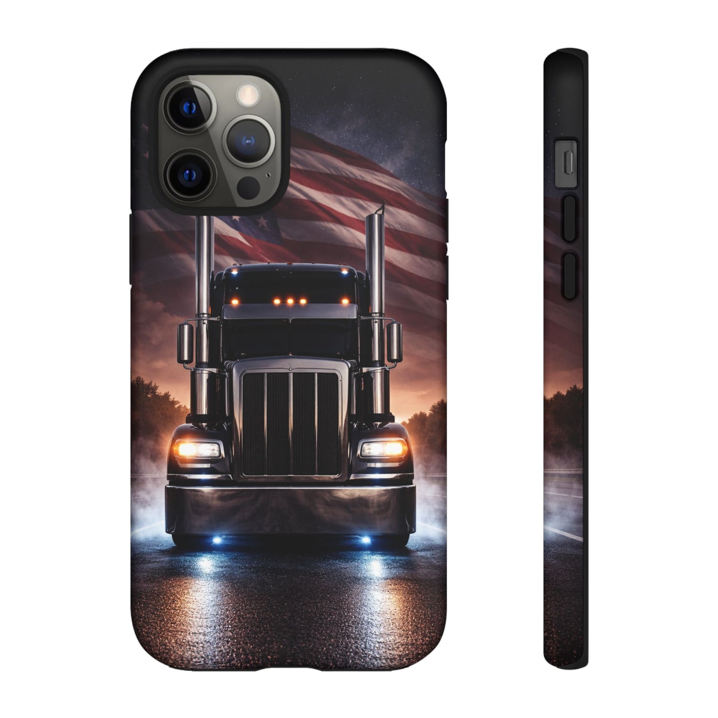 Semi Truck Phone Case American Flag Big Rig Trucker Gift iPhone Samsung