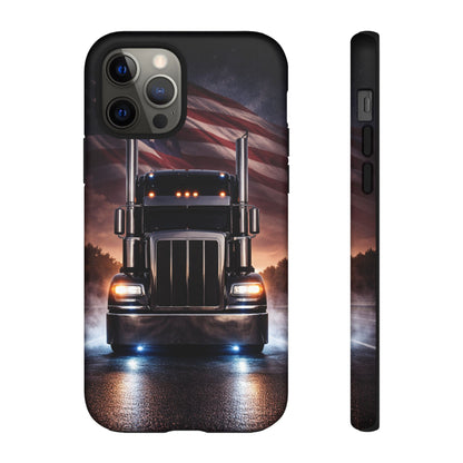 Semi Truck Phone Case American Flag Big Rig Trucker Gift iPhone Samsung