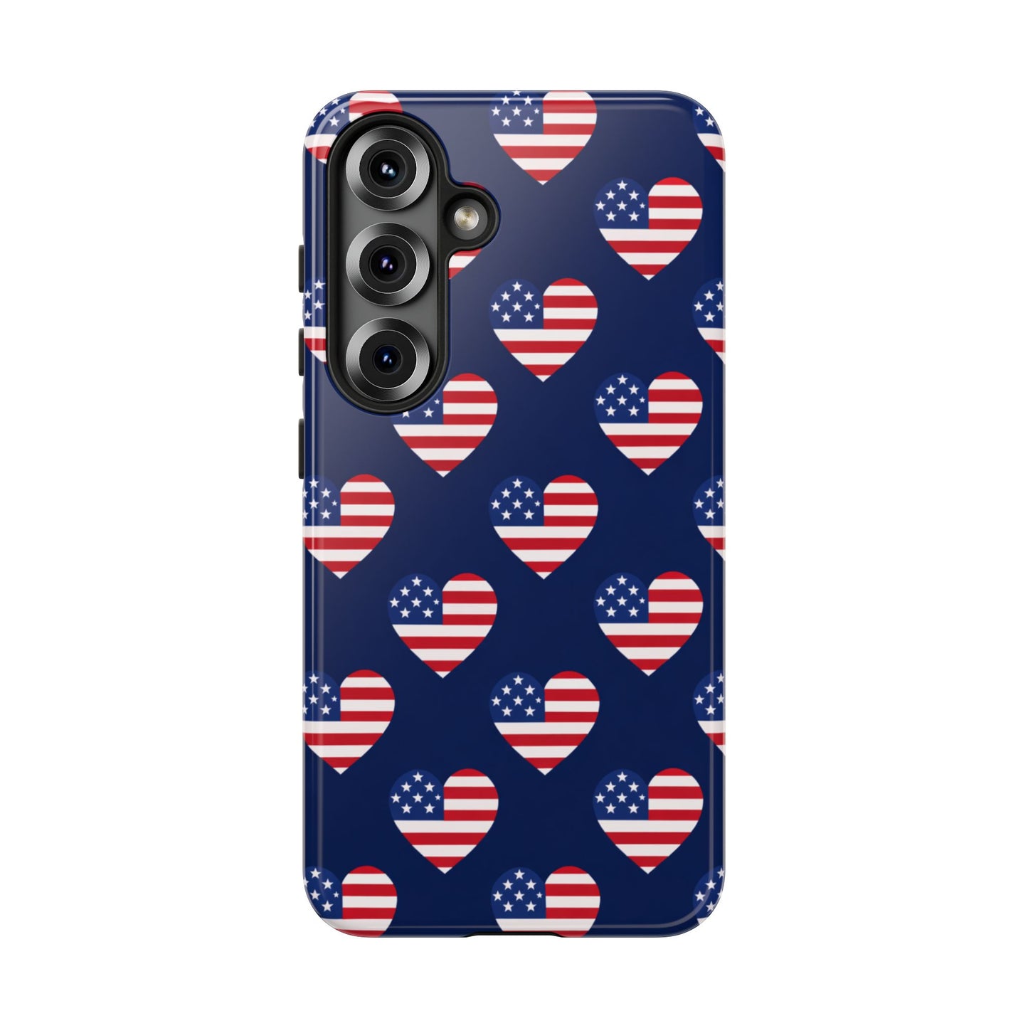 Patriotic American Flag Heart Phone Case – Tough Shockproof, USA Stars & Stripes for Iphone, Samsung Galaxy and Pixel