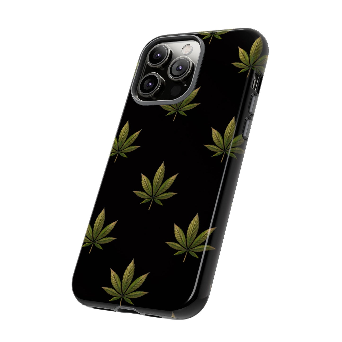 Cannabis Leaf Phone Case Green Weed Leaf Pattern Tough Protective Cover