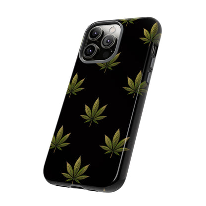 Cannabis Leaf Phone Case Green Weed Leaf Pattern Tough Protective Cover
