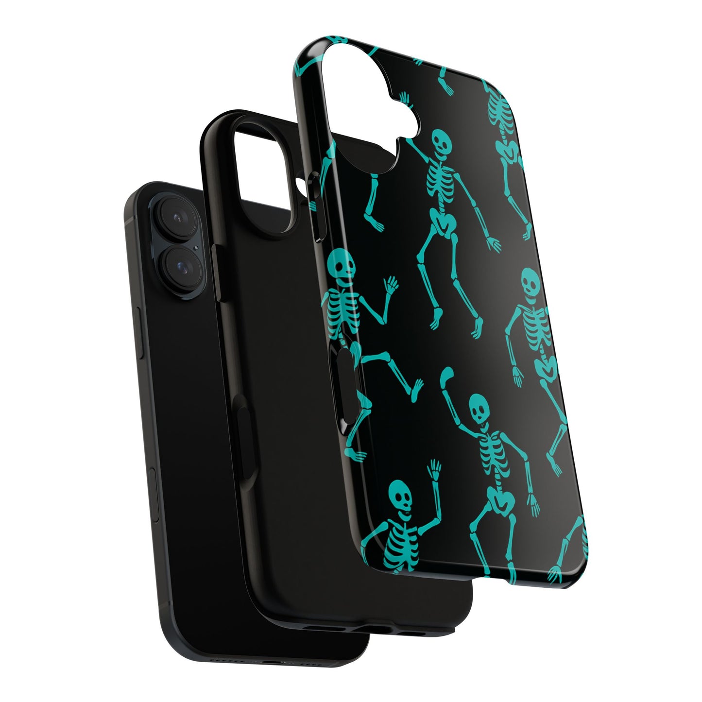 Dancing Teal Skeletons Phone Case | Tough Protective Case for Iphone, Samsung Galaxy and Pixel