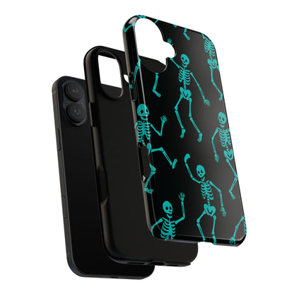 Dancing Teal Skeletons Phone Case | Tough Protective Case for Iphone, Samsung Galaxy and Pixel