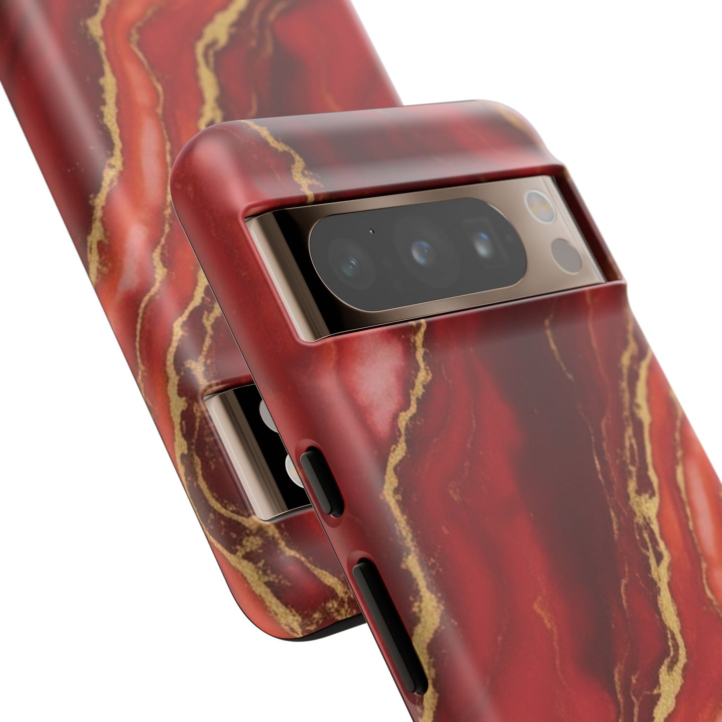 Red Agate Marble Phone Case with Gold Veins – Luxury Tough iPhone & Samsung Case