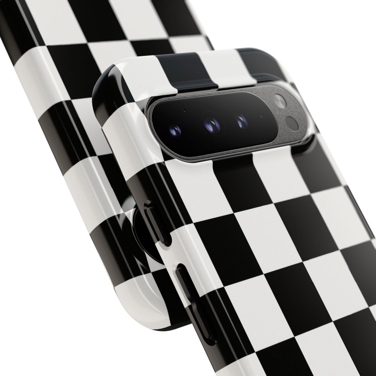 Black & White Checkerboard Phone Case – Classic Aesthetic Tough Protective Case