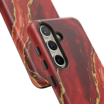 Red Agate Marble Phone Case with Gold Veins – Luxury Tough iPhone & Samsung Case
