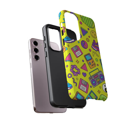90s Retro Neon Phone Case – Y2K Nostalgia Colorful Icons Tough Protective Case