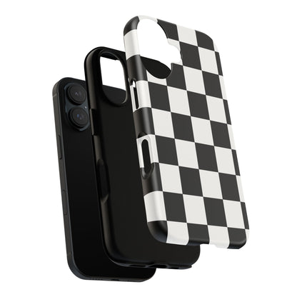 Black & White Checkerboard Phone Case – Classic Aesthetic Tough Protective Case