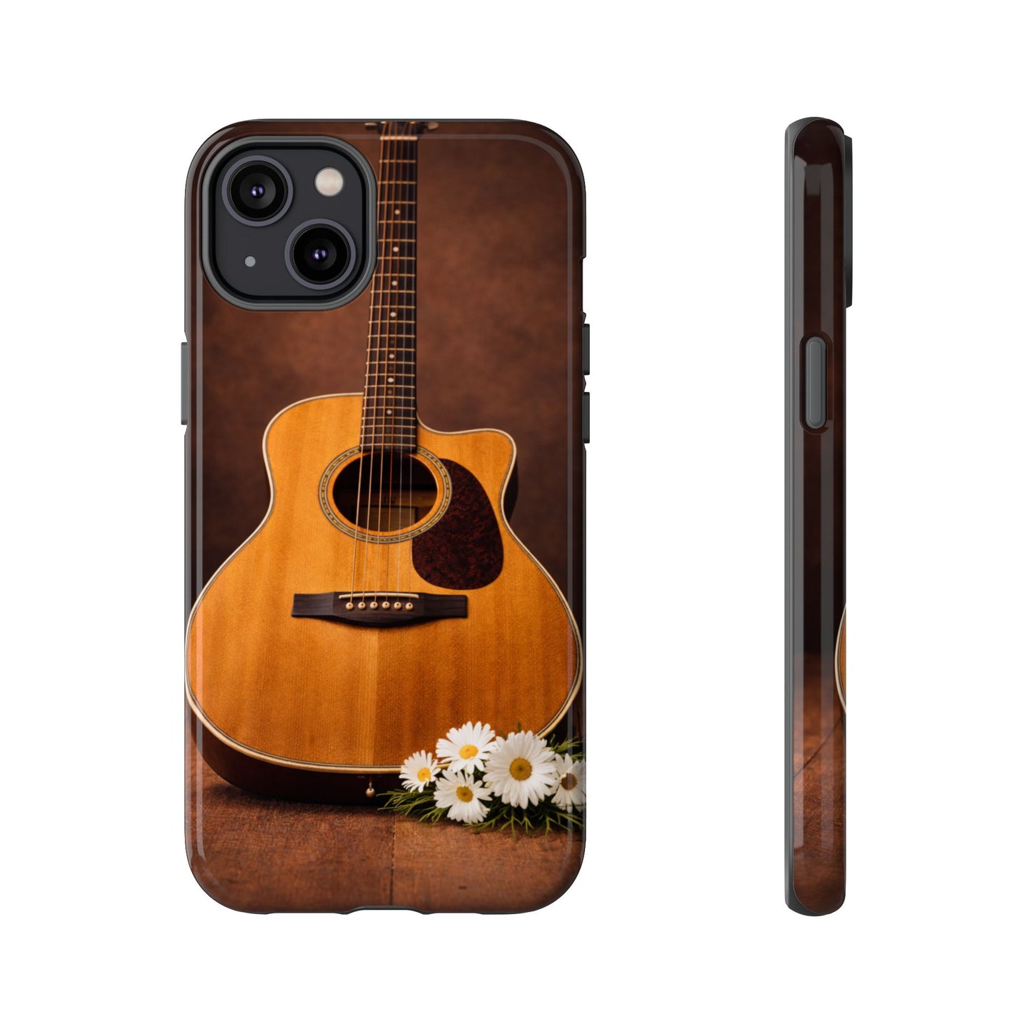 Acoustic Guitar Daisy Phone Case | Rustic Music Lover Tough Cover