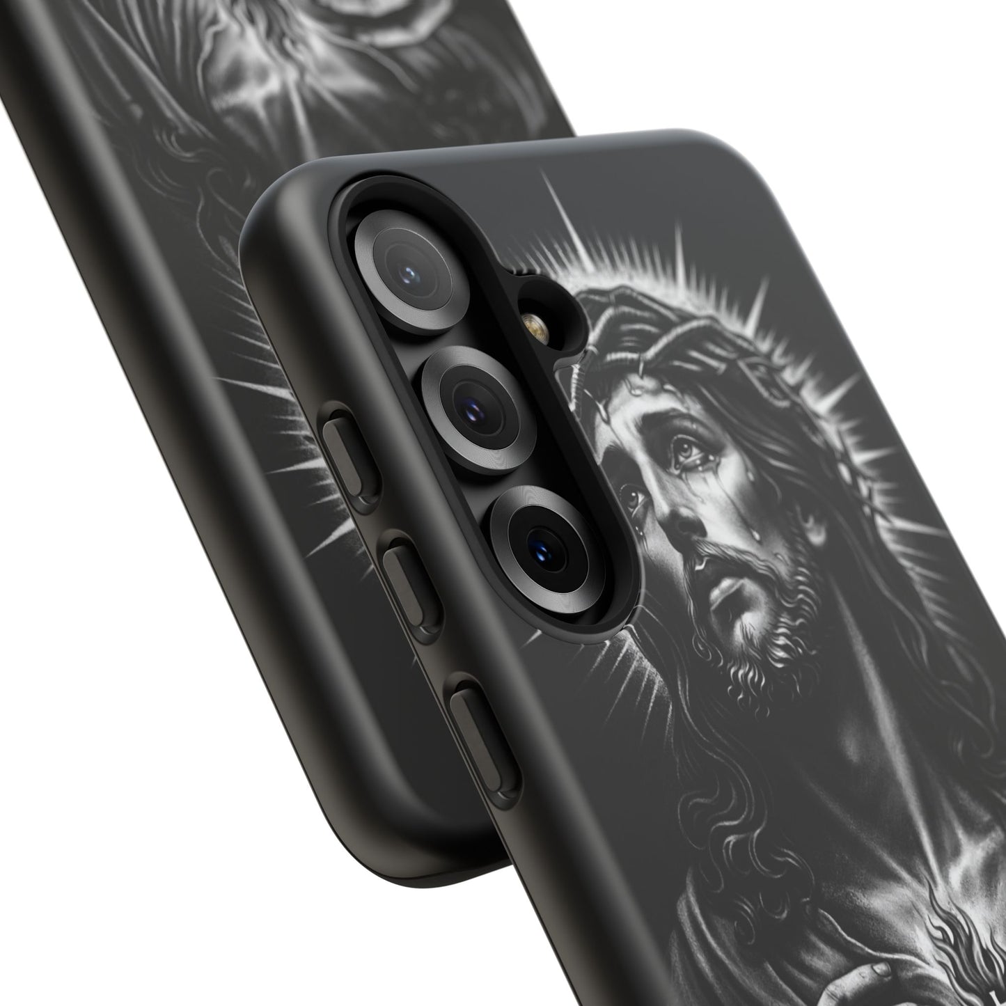 Jesus Sacred Heart Phone Case Black White Christian Faith Aesthetic