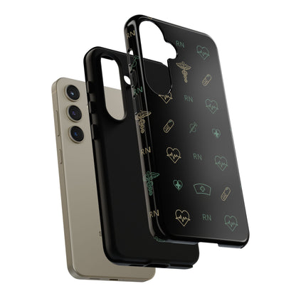 RN Nurse Phone Case – Minimal Medical Icon Pattern Healthcare Worker Tough Case