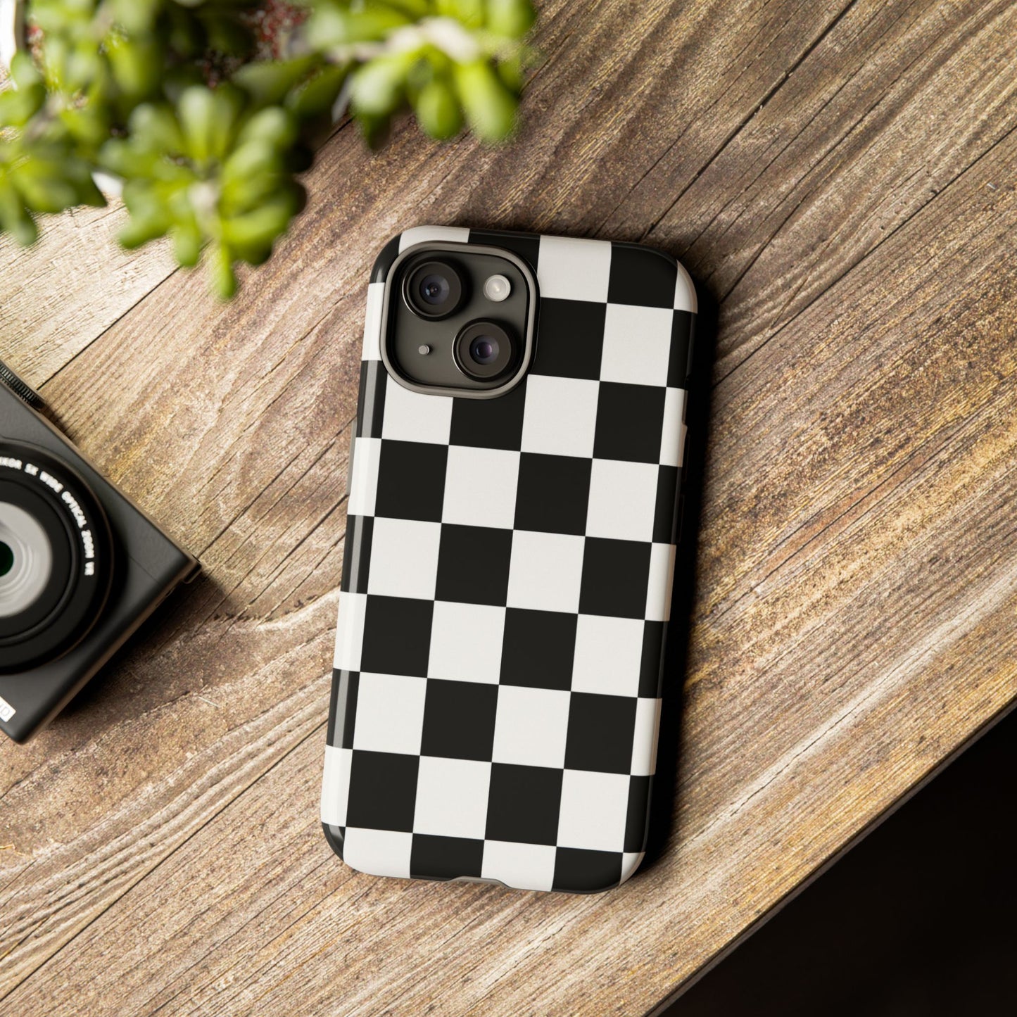 Black & White Checkerboard Phone Case – Classic Aesthetic Tough Protective Case for Iphone, Samsung Galaxy and Pixel