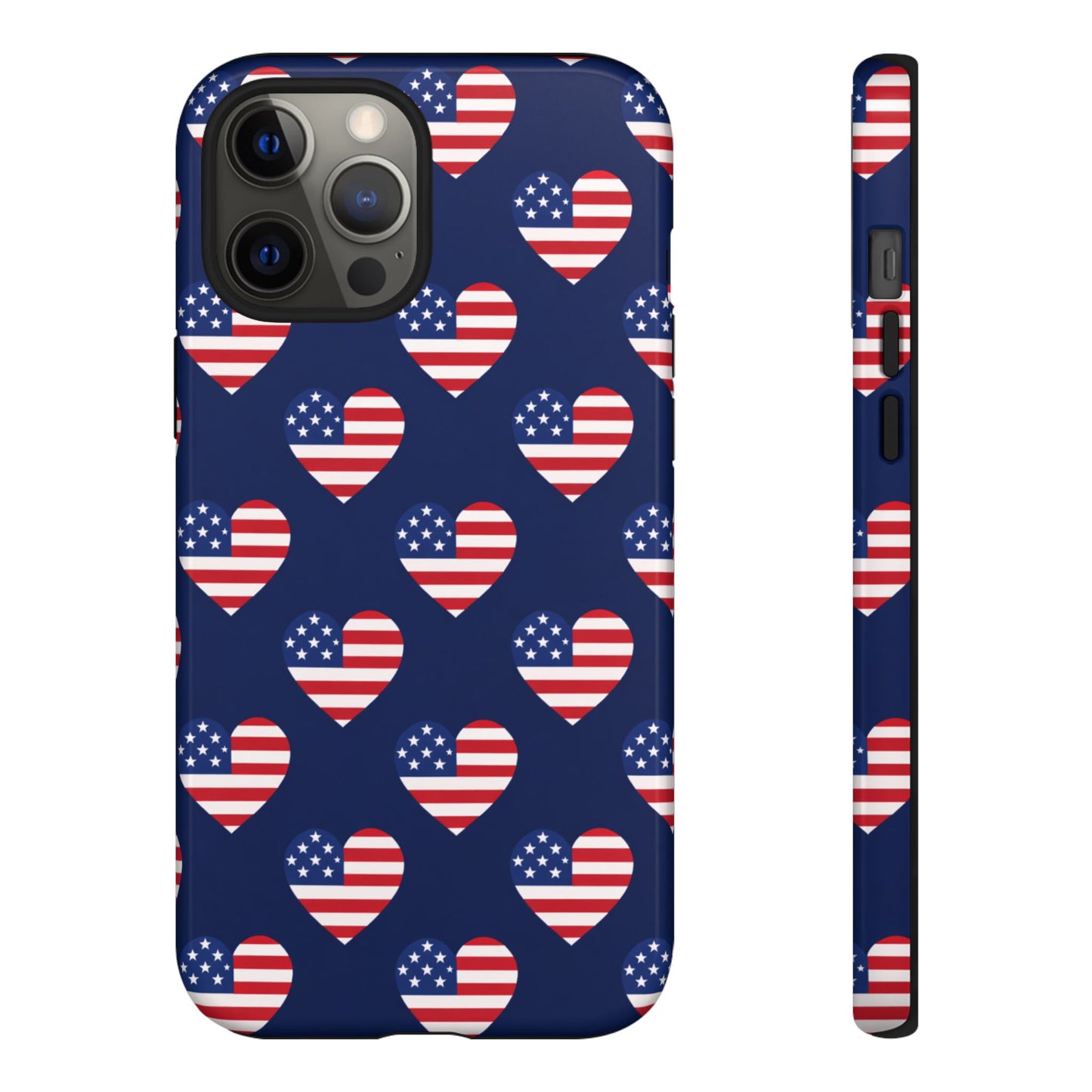 Patriotic American Flag Heart Phone Case – Tough Shockproof, USA Stars & Stripes for Iphone, Samsung Galaxy and Pixel