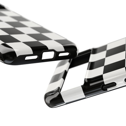 Black & White Checkerboard Phone Case – Classic Aesthetic Tough Protective Case