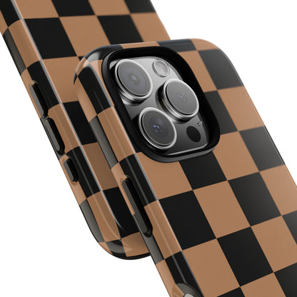 Brown Checkerboard Phone Case | Aesthetic Tough Protective Case