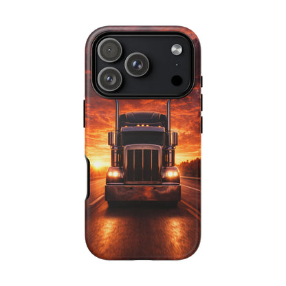 Big Rig Truck Phone Case Sunset Highway Semi Truck iPhone Samsung Cover