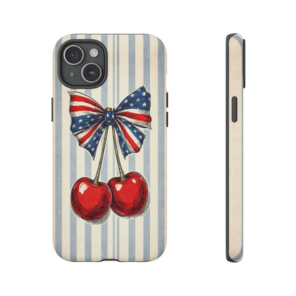 Patriotic Cherry Phone Case Americana Coquette Aesthetic iPhone Samsung
