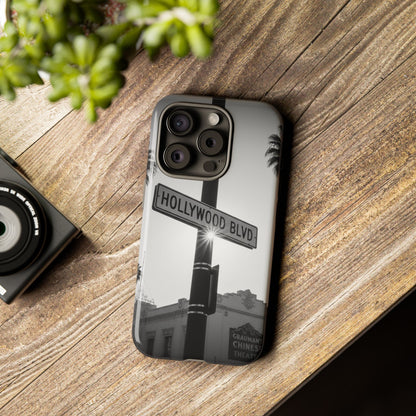 Hollywood Blvd Phone Case | Vintage Los Angeles Street Sign | Black & White LA Aesthetic