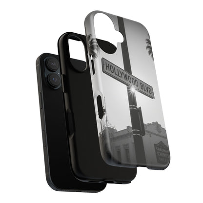 Hollywood Blvd Phone Case | Vintage Los Angeles Street Sign | Black & White LA Aesthetic