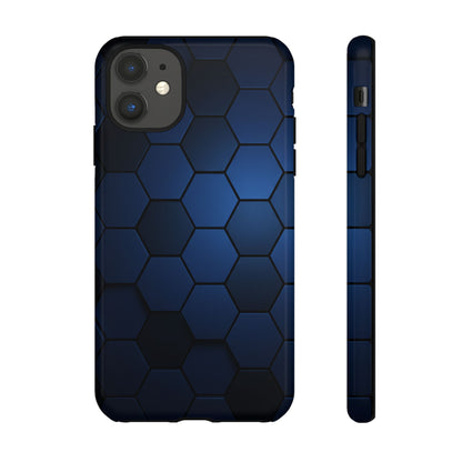 Blue Hexagon Gradient Phone Case | Modern Honeycomb Tough Protective Case