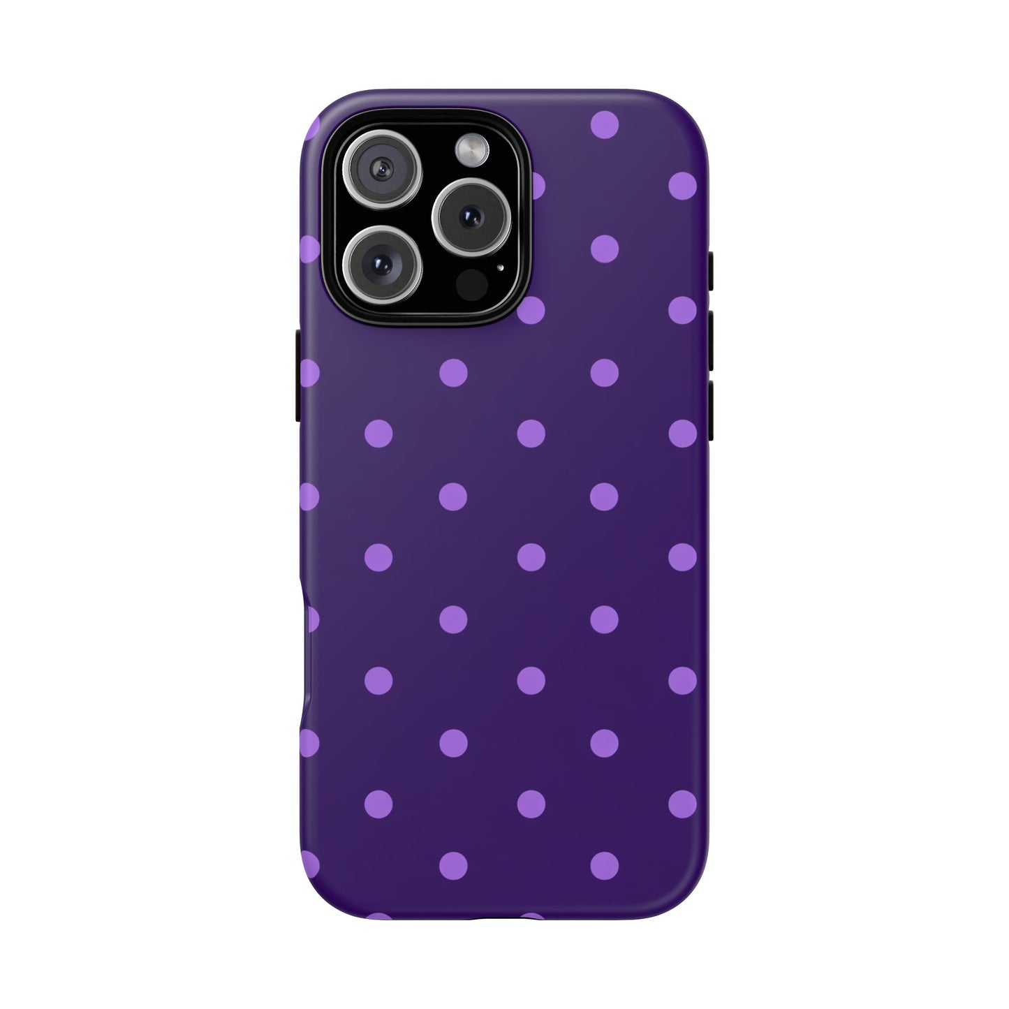 Purple Polka Dot Tough Phone Case – Cute Stylish Durable Protective Cover for Iphone, Samsung Galaxy and Pixel