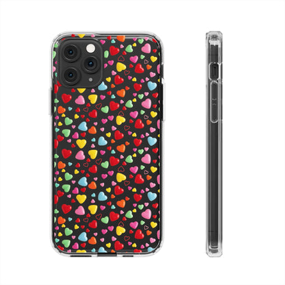 Colorful Heart Clear Phone Case | Impact-Resistant Valentine Aesthetic Case