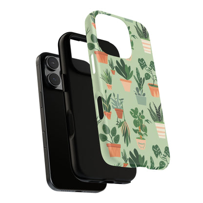 Plant Lover Phone Case | Cute Potted Plants Pattern | Botanical Aesthetic Tough Case