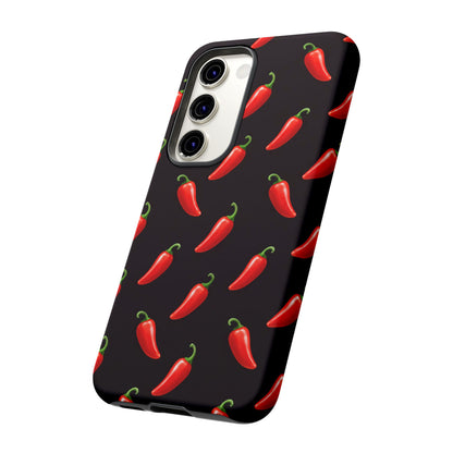 Spicy Chili Pepper Phone Case – Black Cute Hot Pepper Tough Cover for Iphone, Samsung Galaxy and Pixel