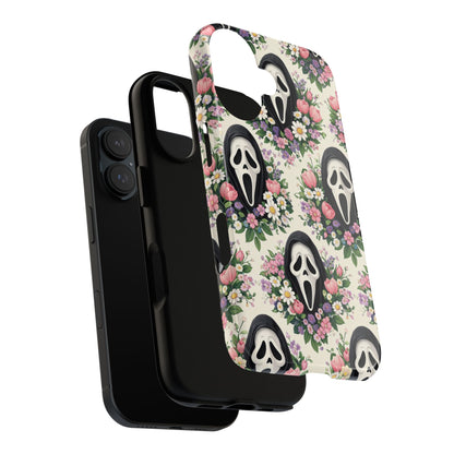 Floral Ghost Face Aesthetic Phone Case – Cute Spooky Tough Cover