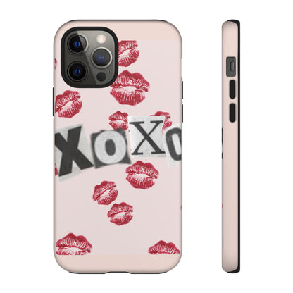 XOXO Kiss Print Phone Case | Coquette Valentine Aesthetic | Cute Pink Lipstick Kiss Tough Case for iPhone & Samsung