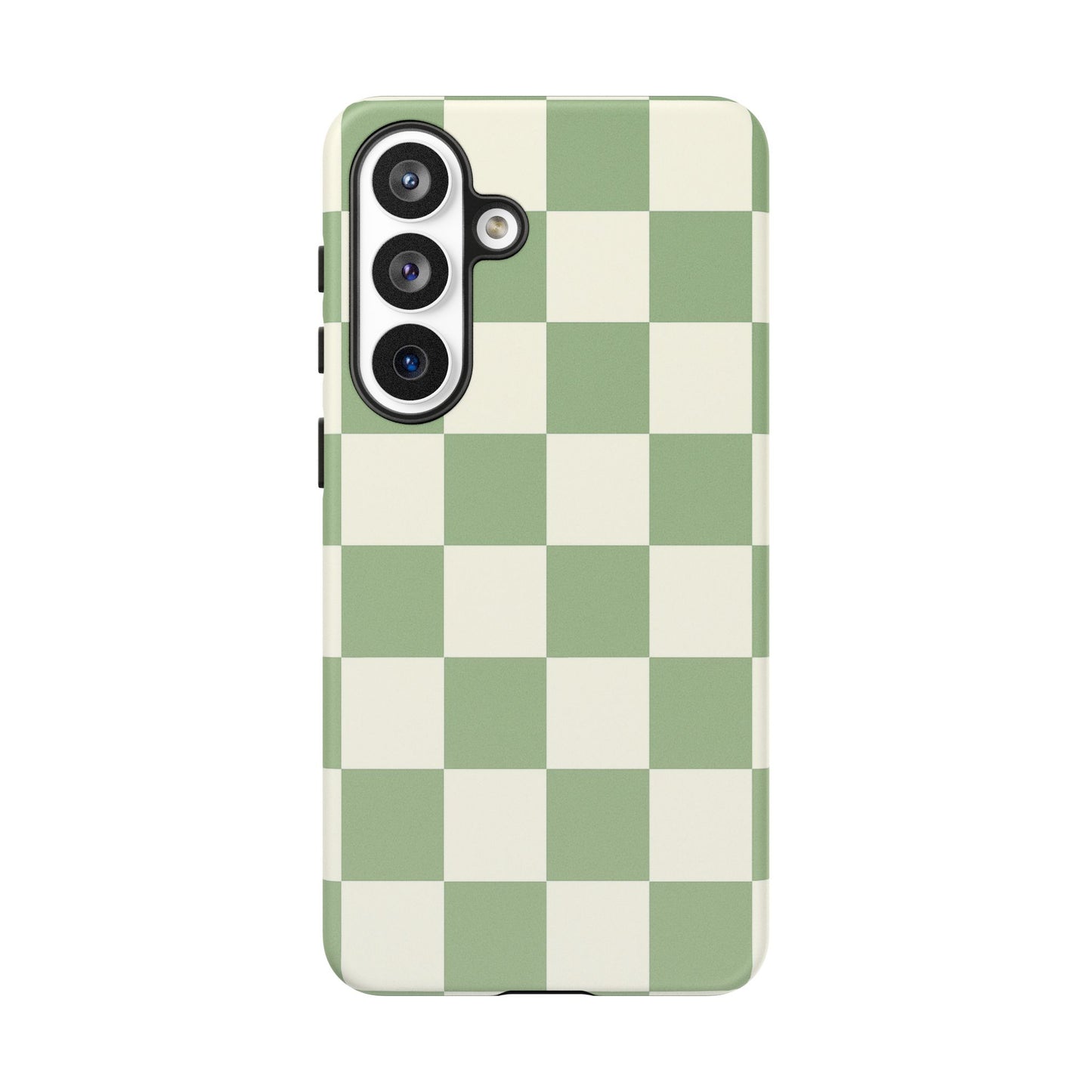 Sage Green Checkerboard Phone Case | Minimal Aesthetic Checkered iPhone & Samsung Tough Case