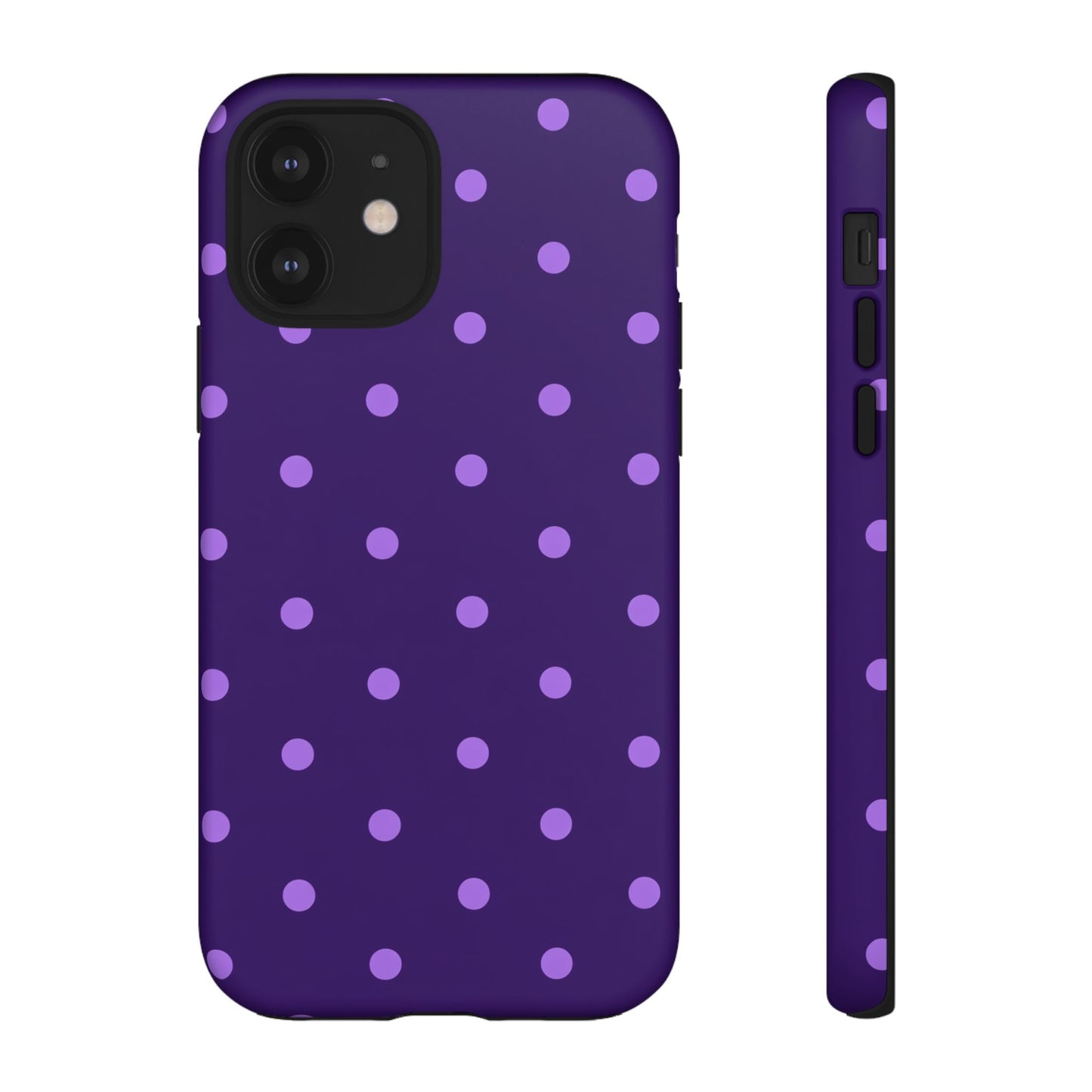 Purple Polka Dot Tough Phone Case – Cute Stylish Durable Protective Cover for Iphone, Samsung Galaxy and Pixel