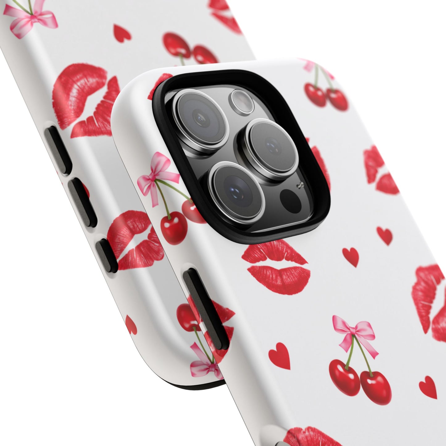 Red Lips & Cherry Phone Case – Y2K Retro Aesthetic Tough Cover