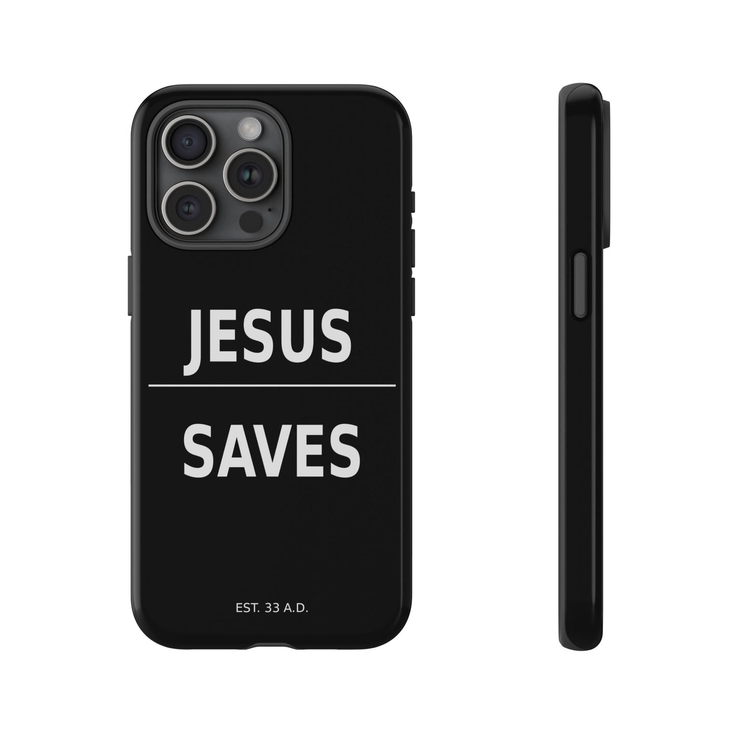Jesus Saves Phone Case Christian Religious Minimalist Black Tough Cover