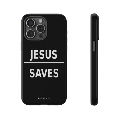Jesus Saves Phone Case Christian Religious Minimalist Black Tough Cover