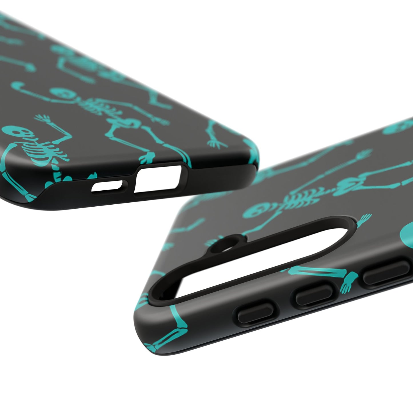 Dancing Teal Skeletons Phone Case | Tough Protective Case for Iphone, Samsung Galaxy and Pixel