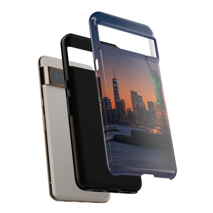 Statue of Liberty Sunset Phone Case – New York City Skyline Travel Aesthetic Tough Case