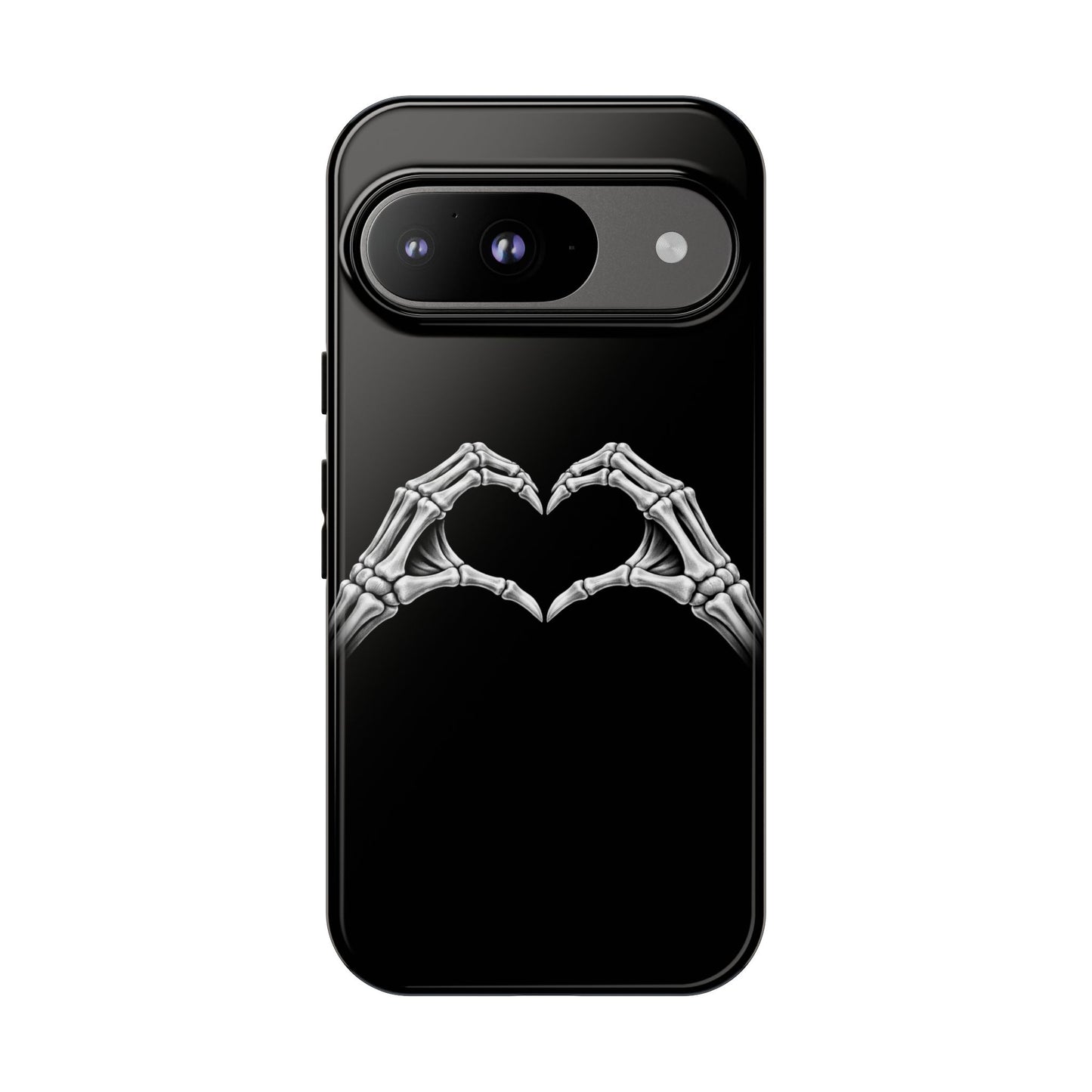 Skeleton Hands Heart Phone Case | Gothic Black Protective Cover