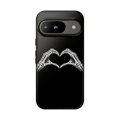 Skeleton Hands Heart Phone Case | Gothic Black Protective Cover