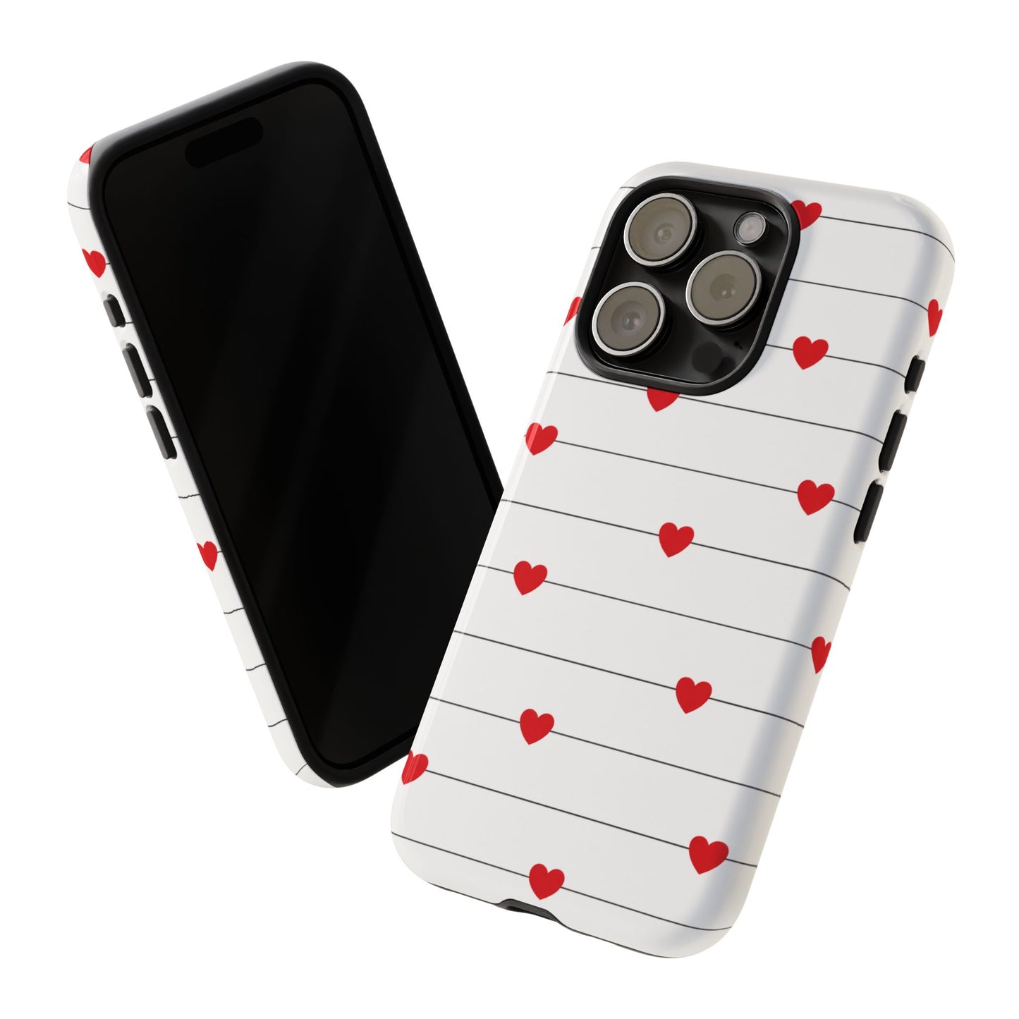 Red Heart Stripe iPhone Case | Tough Shockproof Love Aesthetic Cover