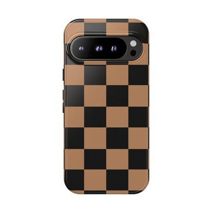 Brown Checkerboard Phone Case | Aesthetic Tough Protective Case