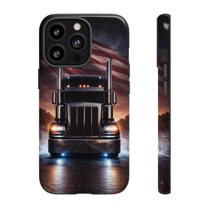 Semi Truck Phone Case American Flag Big Rig Trucker Gift iPhone Samsung