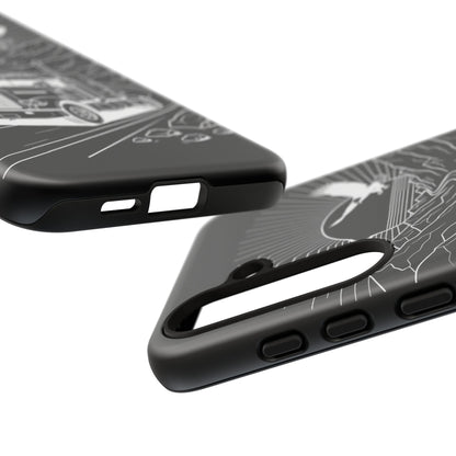 Trucker Highway Phone Case | Eagle & Mountain Line Art | Black Western Tough Case
