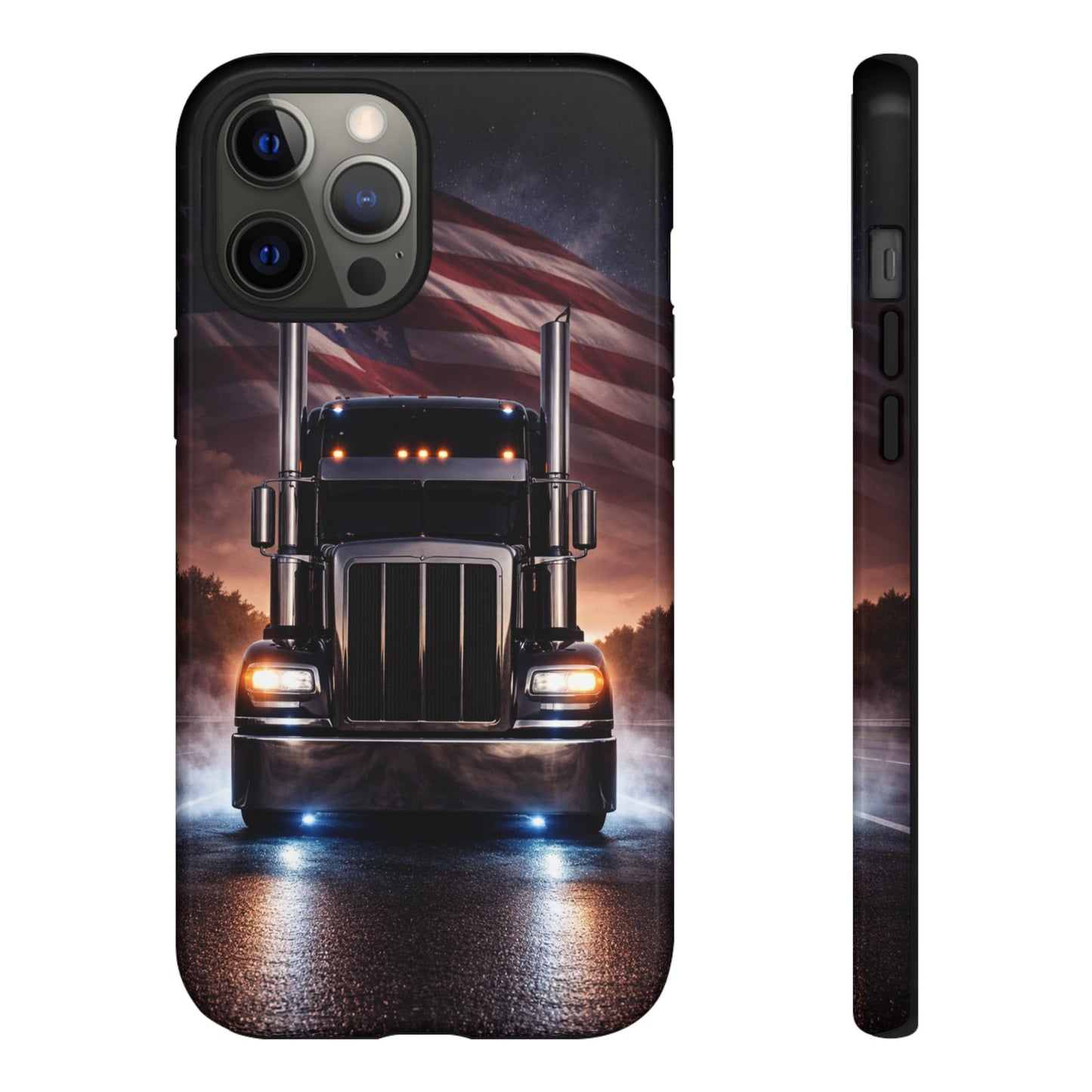 Semi Truck Phone Case American Flag Big Rig Trucker Gift iPhone Samsung