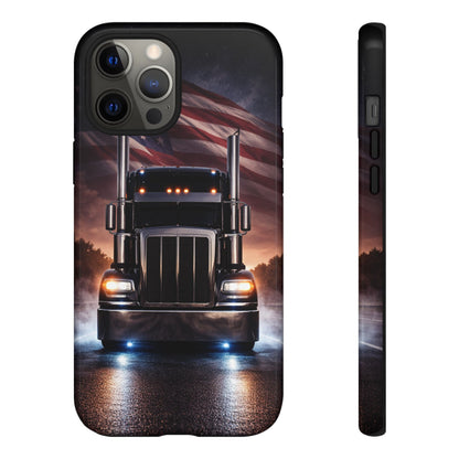 Semi Truck Phone Case American Flag Big Rig Trucker Gift iPhone Samsung