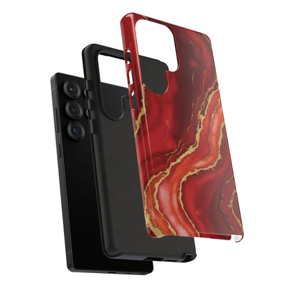 Red Agate Marble Phone Case – Gold Vein Luxury Stone Tough Case (iPhone, Samsung, Pixel)
