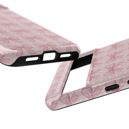 Pink Bow Pattern Phone Case – Soft Coquette Aesthetic Tough Case