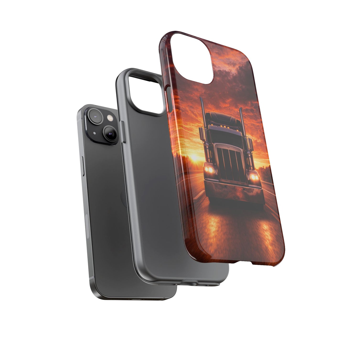 Big Rig Truck Phone Case Sunset Highway Semi Truck iPhone Samsung Cover